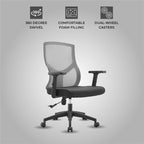 Sedia da ufficio Glen Mid-Back con altezza regolabile, girevole e inclinabile di LeisureMod