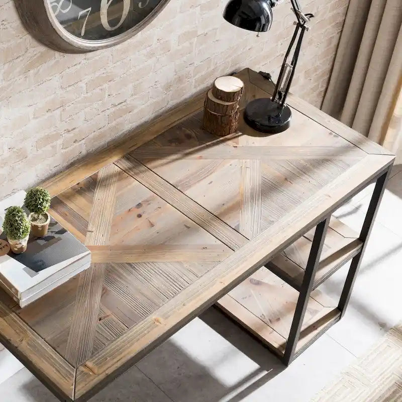 Scrivania Nera in Legno Riciclato