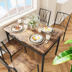 Set tavolo da pranzo per 4, tavolo da cucina con 2 panche imbottite