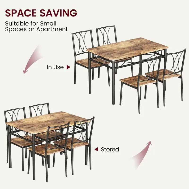 Set tavolo da pranzo per 4, tavolo da cucina con 2 panche imbottite