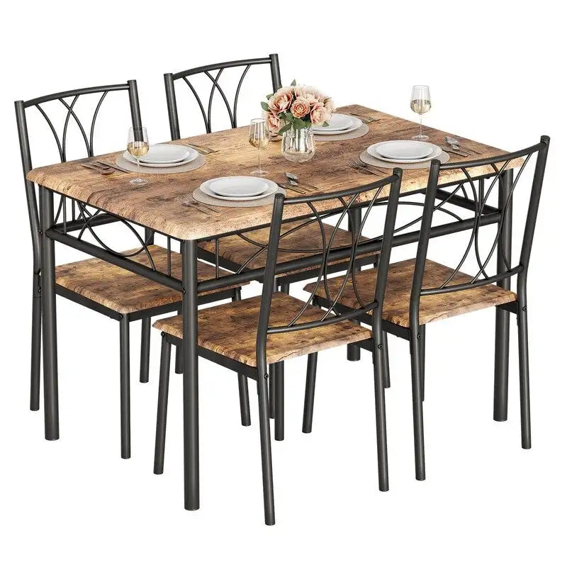 Set tavolo da pranzo per 4, tavolo da cucina con 2 panche imbottite