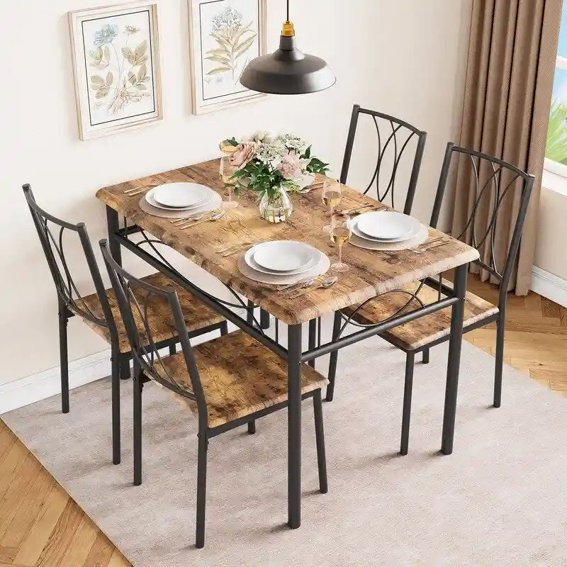 Set tavolo da pranzo per 4, tavolo da cucina con 2 panche imbottite