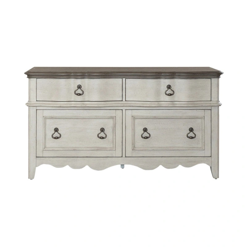 Credenza Chesapeake anticata spazzolata bianca - Larghezza 56 x Profondità 21 x Altezza 30