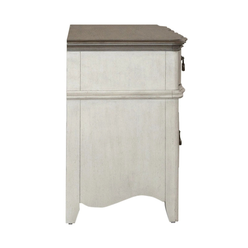 Credenza Chesapeake anticata spazzolata bianca - Larghezza 56 x Profondità 21 x Altezza 30