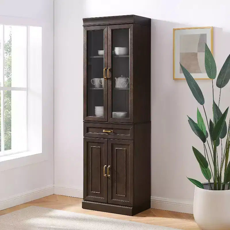 Crosley 78 Stanton Glass Door Kitchen Storage Pantry Cabinet
