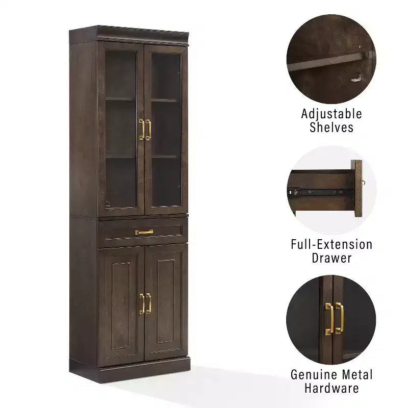 Crosley 78 Stanton Glass Door Kitchen Storage Pantry Cabinet