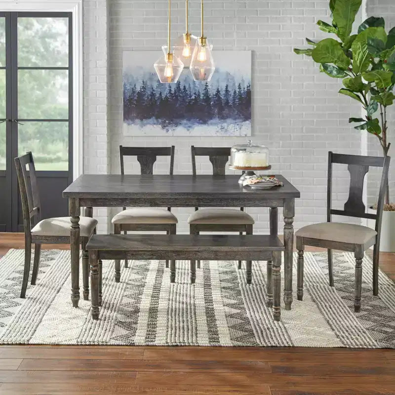 Buylateral 47.25 Burntwood Wide Dining Bench Light