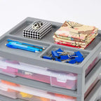 IRIS 5 Drawers Scrapbook Plastic Rolling Storage Cart with Organizer Top with Casters