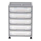 IRIS 5 Drawers Scrapbook Plastic Rolling Storage Cart with Organizer Top with Casters