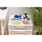 IRIS 5 Drawers Scrapbook Plastic Rolling Storage Cart with Organizer Top with Casters