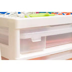 IRIS 5 Drawers Scrapbook Plastic Rolling Storage Cart with Organizer Top with Casters