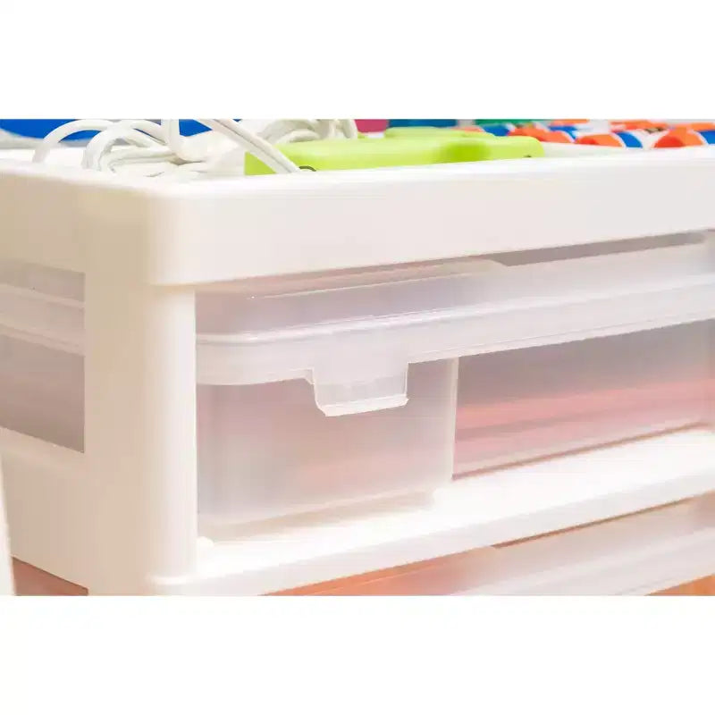 IRIS 5 Drawers Scrapbook Plastic Rolling Storage Cart with Organizer Top with Casters