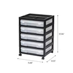 IRIS 5 Drawers Scrapbook Plastic Rolling Storage Cart with Organizer Top with Casters
