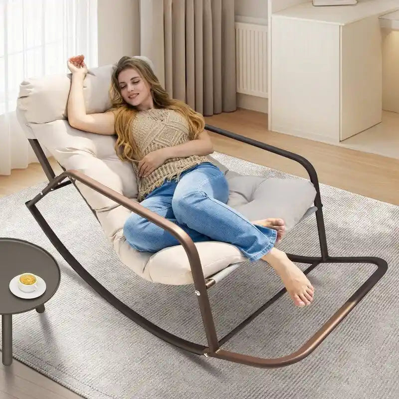 Sedia a Dondolo Lounge Extra Large, Reclinabile per Esterni con Cuscini Impermeabili e Portata di 200 kg