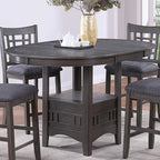Round Wooden Dining Table with Storage Space in Gray
