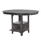 Round Wooden Dining Table with Storage Space in Gray