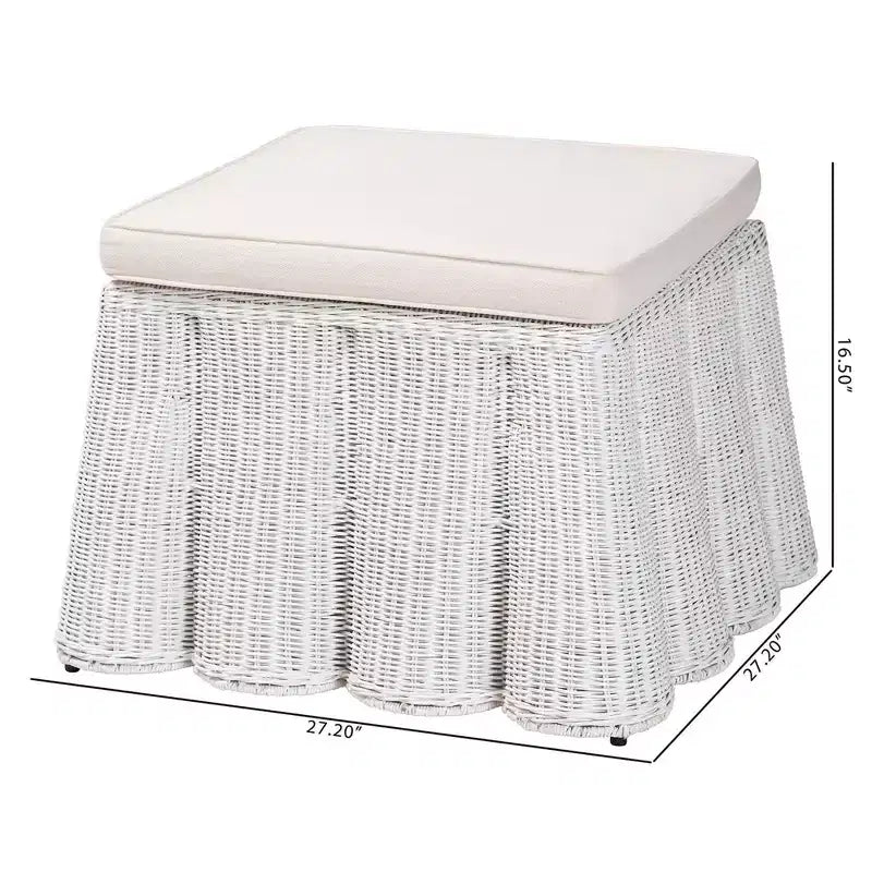 bali & pari Palm Scallop Rattan Ottoman