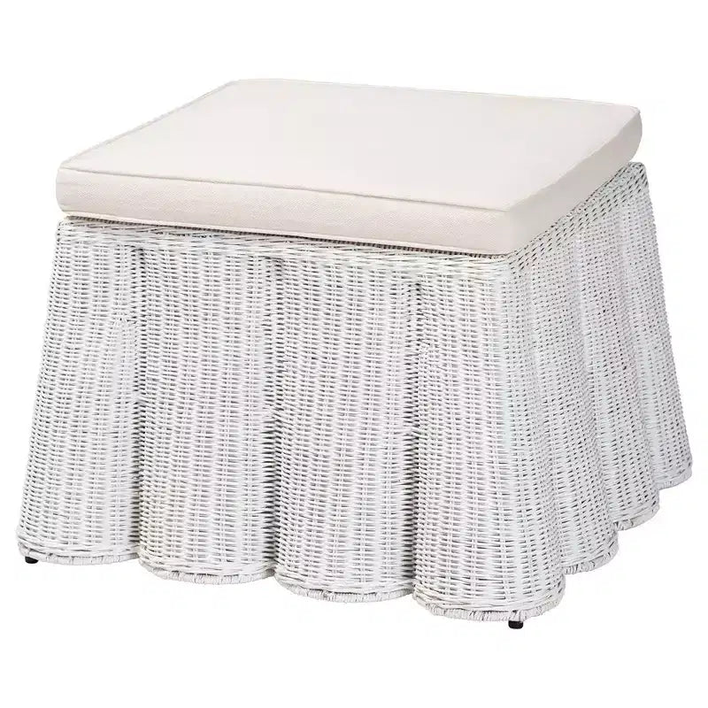 bali & pari Palm Scallop Rattan Ottoman