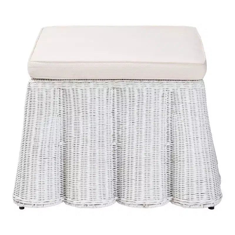bali & pari Palm Scallop Rattan Ottoman