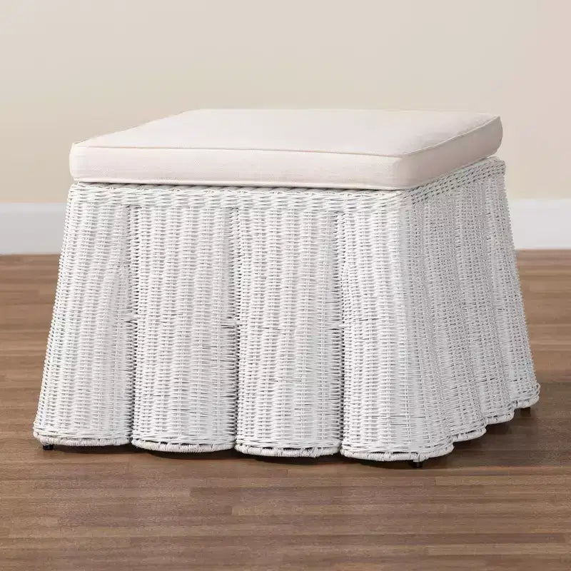 bali & pari Palm Scallop Rattan Ottoman