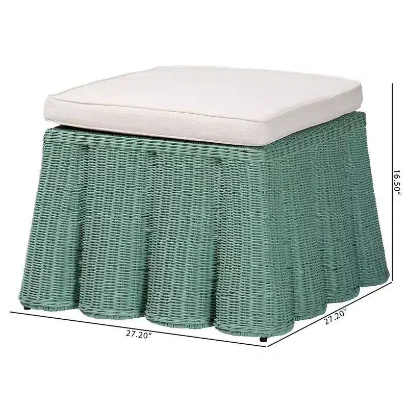bali & pari Palm Scallop Rattan Ottoman