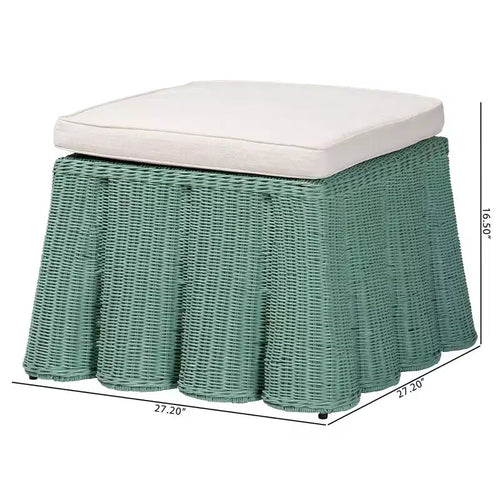 bali & pari Palm Scallop Rattan Ottoman