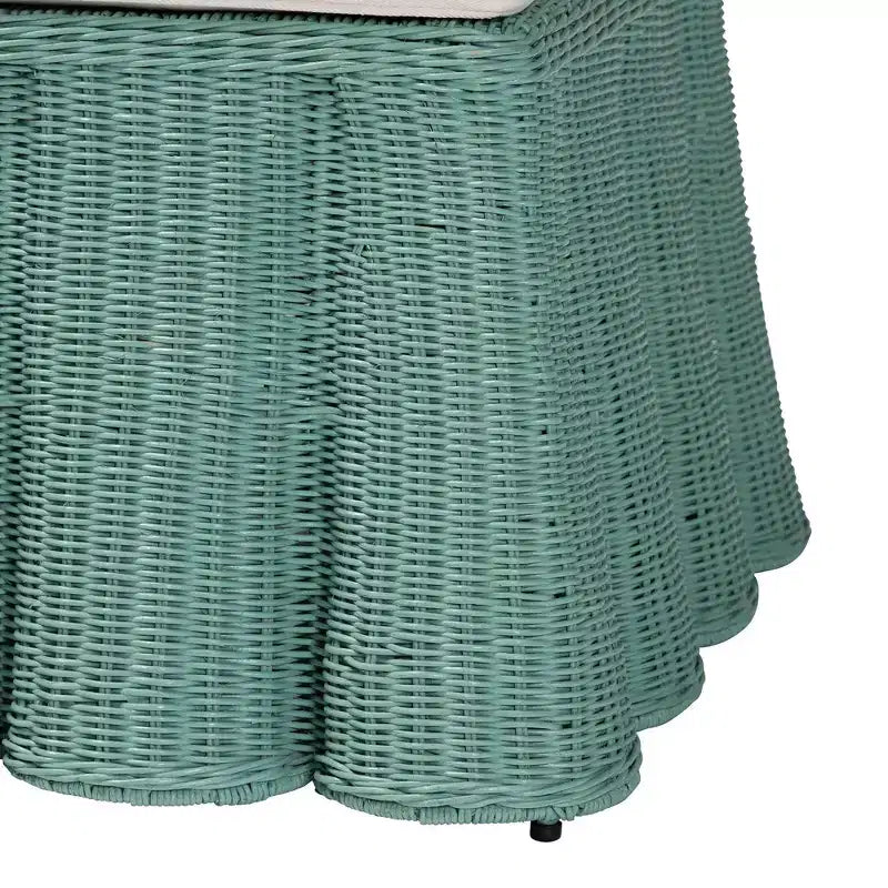bali & pari Palm Scallop Rattan Ottoman