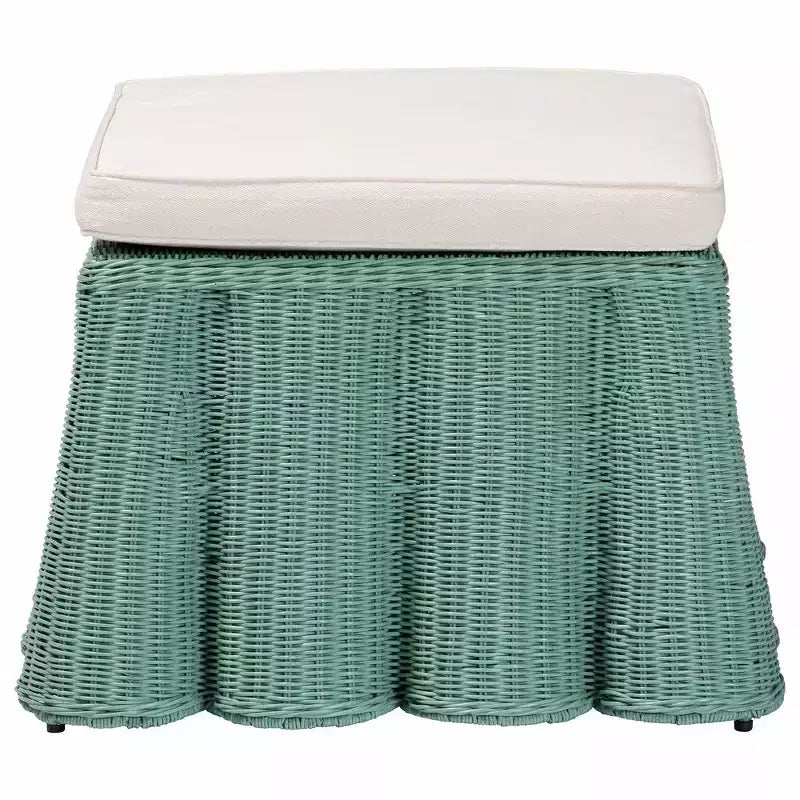 bali & pari Palm Scallop Rattan Ottoman