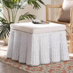 bali & pari Palm Scallop Rattan Ottoman