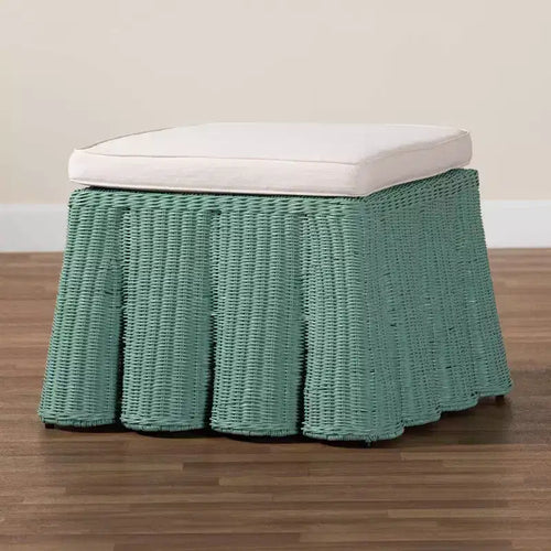 bali & pari Palm Scallop Rattan Ottoman