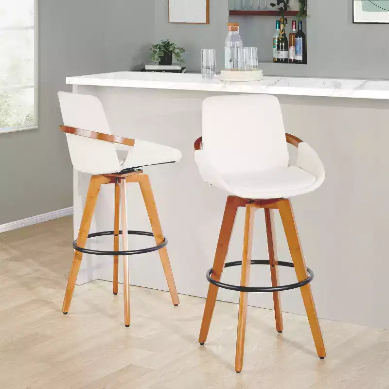 LumiSource Cosmo Barstool Walnut Noise Fabric