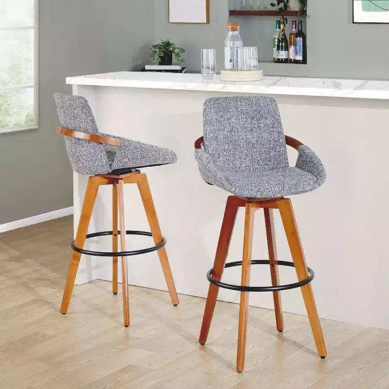 LumiSource Cosmo Barstool Walnut Noise Fabric
