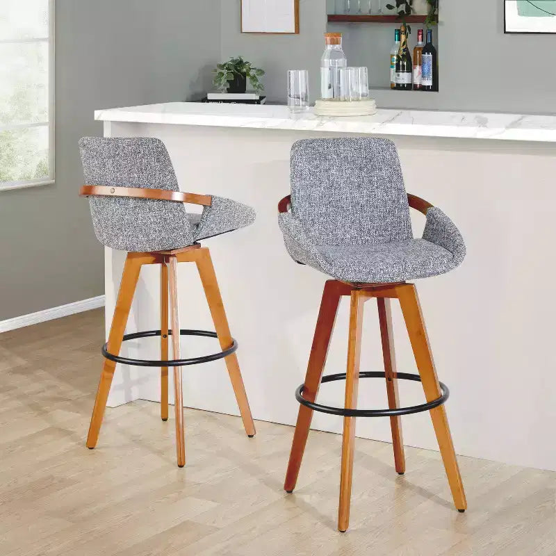 LumiSource Cosmo Barstool Walnut Noise Fabric