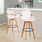 LumiSource Cosmo Barstool Walnut Noise Fabric