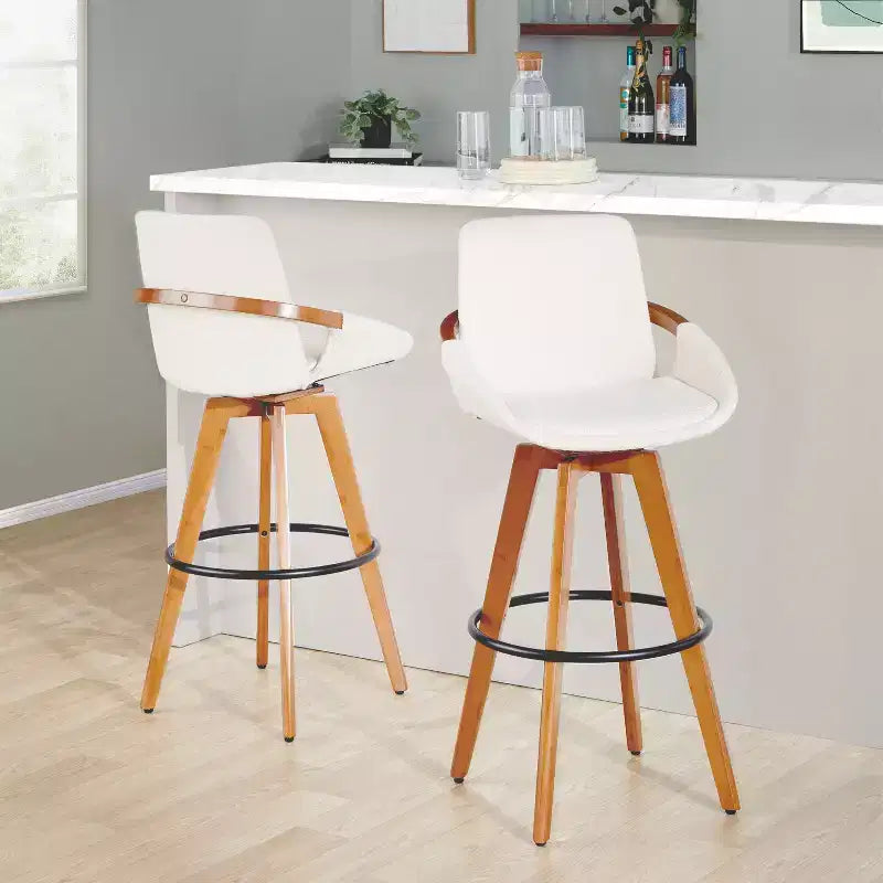LumiSource Cosmo Barstool Walnut Noise Fabric