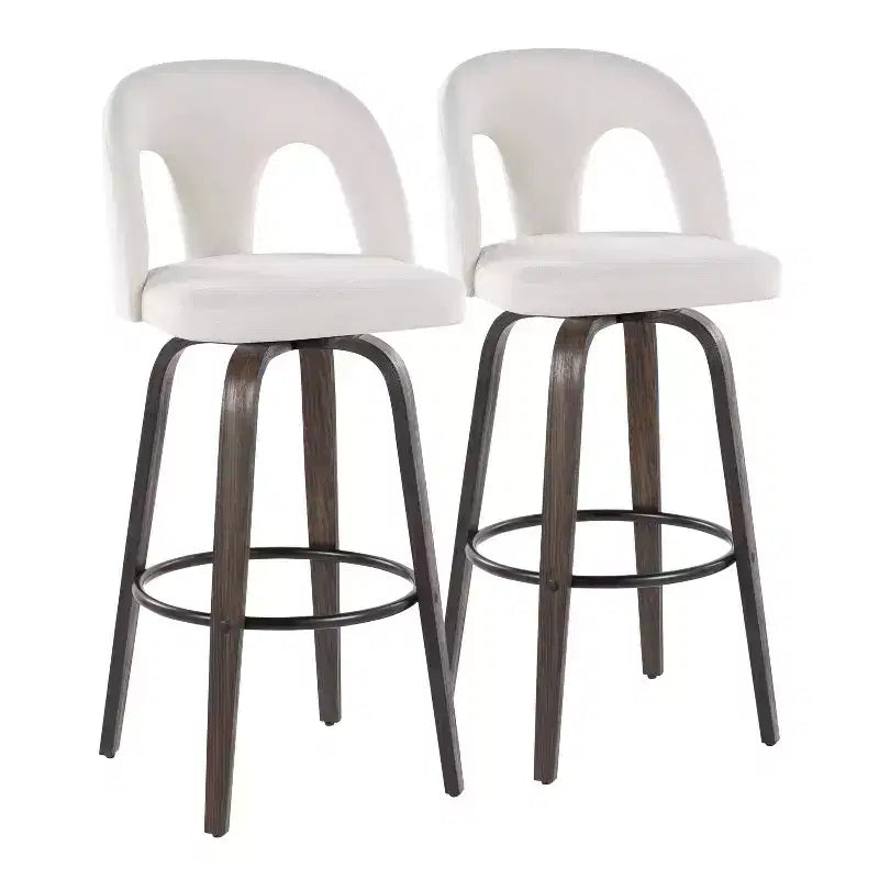 LumiSource Set of 2 Ava Barstools Dark Fabric