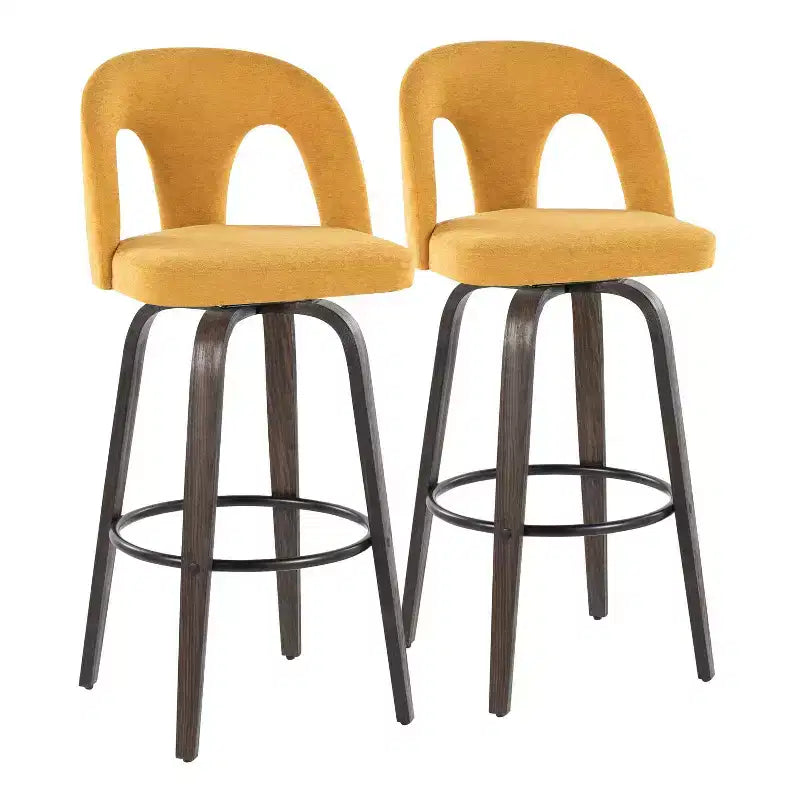 LumiSource Set of 2 Ava Barstools Dark Fabric
