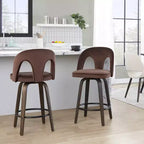 LumiSource Set of 2 Ava Counter Height Barstools Dark Velvet