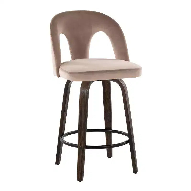 LumiSource Set of 2 Ava Counter Height Barstools Dark Velvet