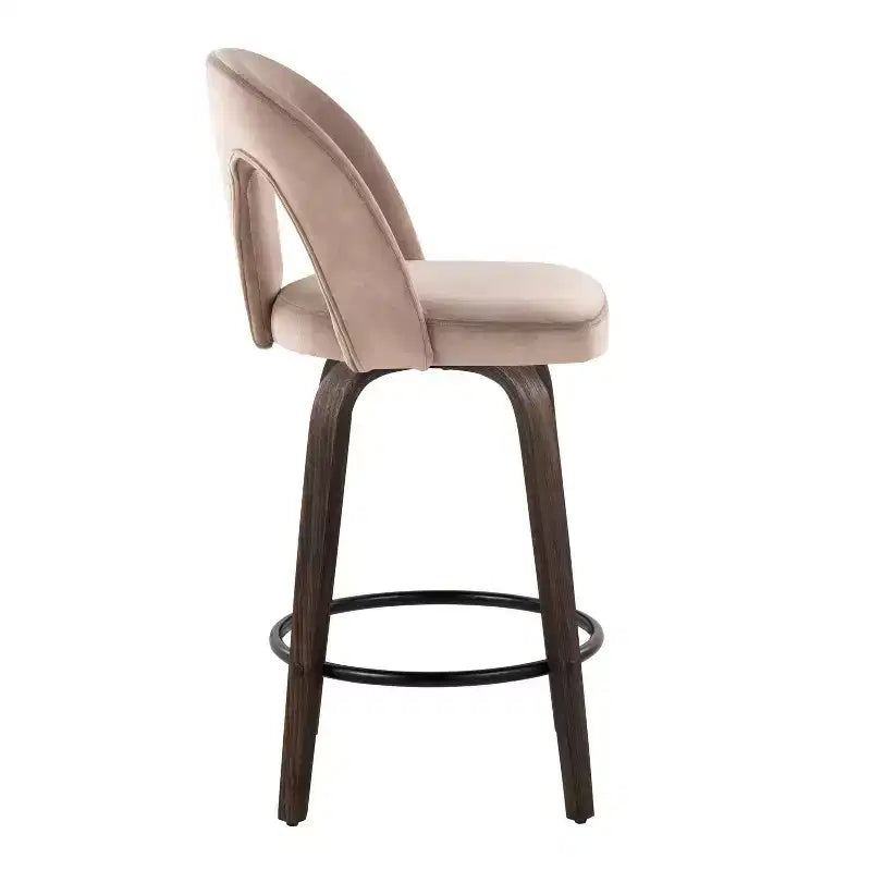 LumiSource Set of 2 Ava Counter Height Barstools Dark Velvet