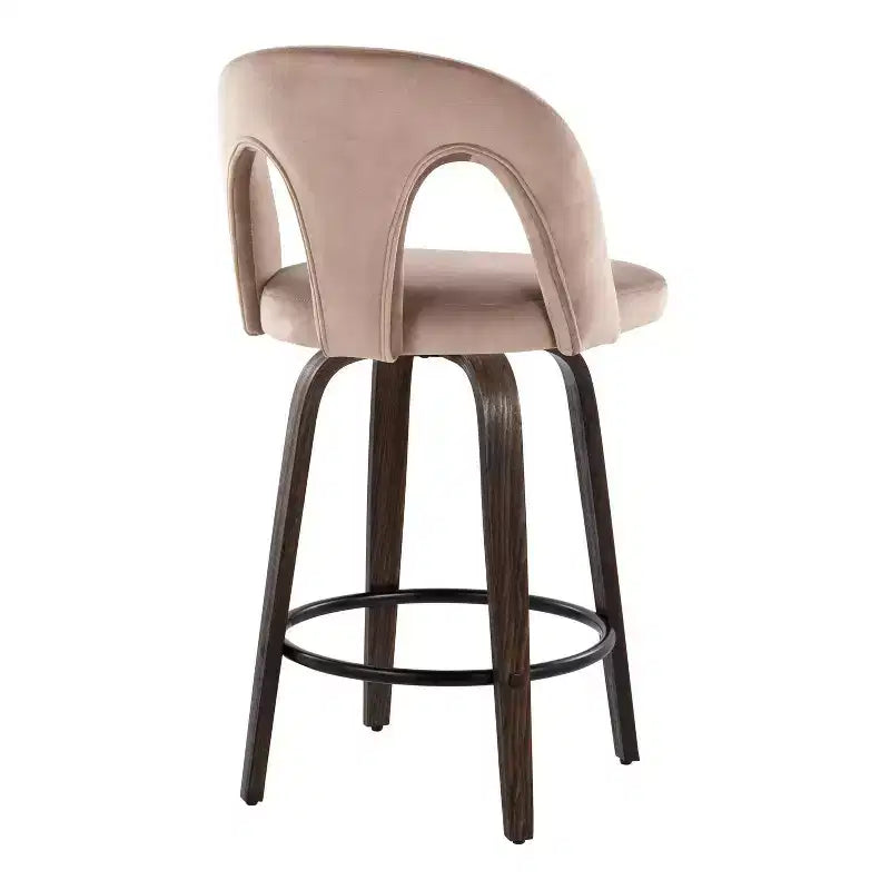 LumiSource Set of 2 Ava Counter Height Barstools Dark Velvet