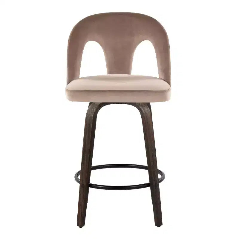 LumiSource Set of 2 Ava Counter Height Barstools Dark Velvet