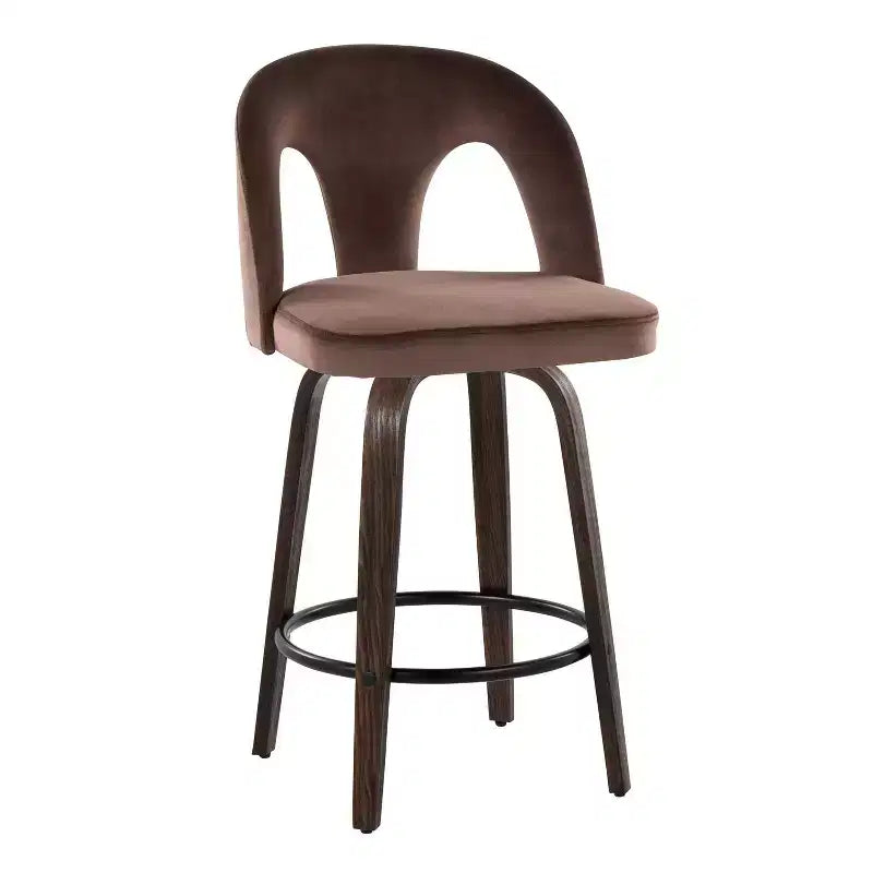 LumiSource Set of 2 Ava Counter Height Barstools Dark Velvet