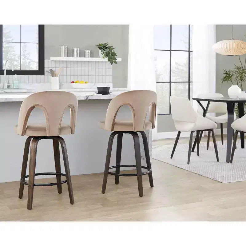 LumiSource Set of 2 Ava Counter Height Barstools Dark Velvet