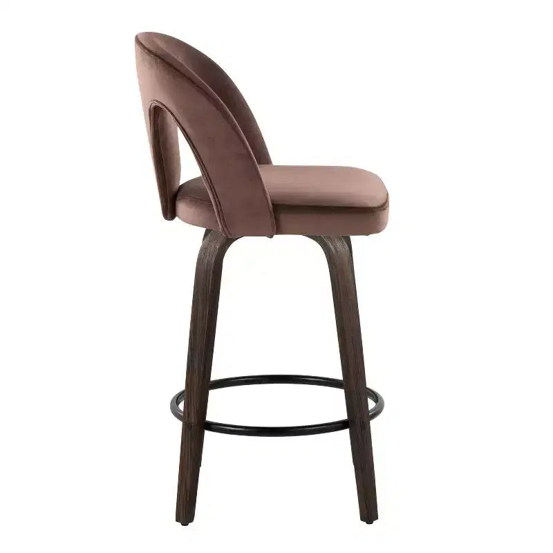 LumiSource Set of 2 Ava Counter Height Barstools Dark Velvet