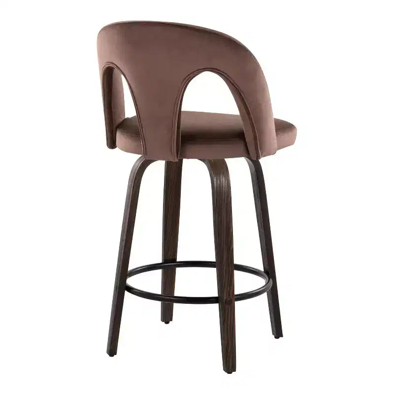 LumiSource Set of 2 Ava Counter Height Barstools Dark Velvet
