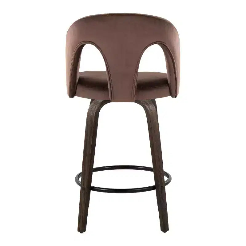 LumiSource Set of 2 Ava Counter Height Barstools Dark Velvet