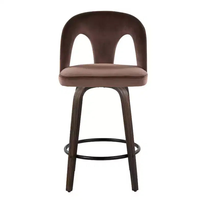 LumiSource Set of 2 Ava Counter Height Barstools Dark Velvet