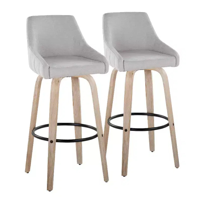 LumiSource Set of 2 Hannah Barstools Fabric