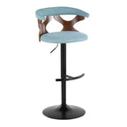 LumiSource Set of 2 Gardenia Adjustable Barstools Black Metal/Walnut Fabric